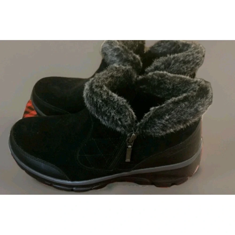 Skechers‎ Relax Fit Memory Foam Air Cool Fur Trim Ankle Boots Black SZ 8.5M NWOT